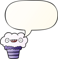 funny cartoon cupcake with speech bubble in smooth gradient style png