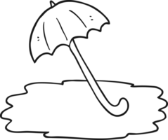 hand drawn black and white cartoon wet umbrella png