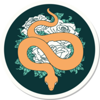 sticker of tattoo in traditional style of snake and roses png