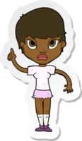 sticker of a cartoon girl with idea png