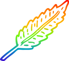 rainbow gradient line drawing of a cartoon of a white feather png