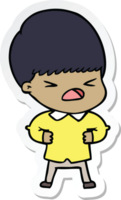 sticker of a cartoon stressed man png