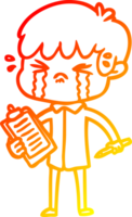 caloroso gradiente linha desenhando do uma desenho animado Garoto chorando png