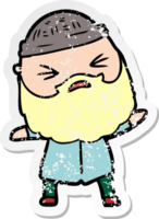 distressed sticker of a cartoon man with beard png