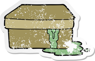 distressed sticker of a cartoon box with slime png