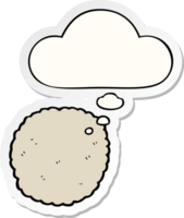 cartoon biscuit with thought bubble as a printed sticker png