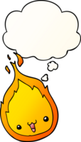 cute cartoon flame with thought bubble in smooth gradient style png