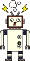 comic book style cartoon of a crazy broken robot png