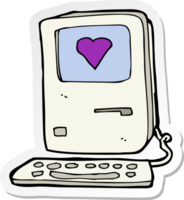 sticker of a cartoon computer with love heart png