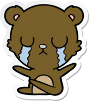 sticker of a crying cartoon bear png