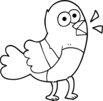 hand drawn black and white cartoon bird png