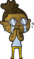 cartoon crying woman wearing spectacles png