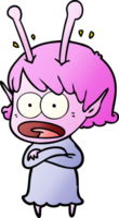 cartoon shocked alien girl png