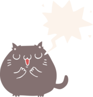 happy cartoon cat with speech bubble in retro style png