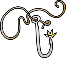 hand drawn gradient cartoon doodle of a sharp fishing hook png