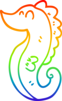 rainbow gradient line drawing of a cartoon sea horse png