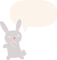 dessin animé lapin avec discours bulle dans rétro style png