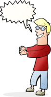 Cartoon grinsender Mann mit Brille mit Sprechblase png