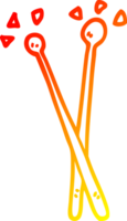 warm gradient line drawing of a cartoon drum sticks png