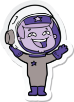 sticker of a cartoon laughing astronaut png