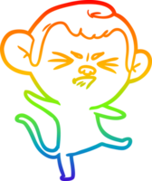 rainbow gradient line drawing of a cartoon annoyed monkey png