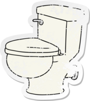 hand- getrokken verontrust sticker tekenfilm tekening van een badkamer toilet png