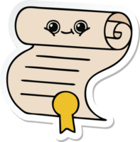 sticker of a cute cartoon contract png