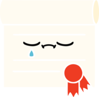 flat color retro cartoon of a certificate png