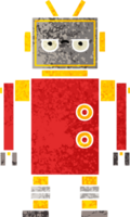 retro illustration style cartoon of a annoyed robot png