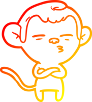 warm gradient line drawing of a cartoon suspicious monkey png