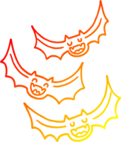 warm gradient line drawing of a cartoon vampire bats png