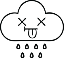 line drawing cartoon of a storm rain cloud png