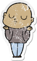 distressed sticker of a cartoon bald man png