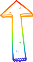 rainbow gradient line drawing of a cartoon pointing arrow png