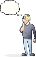 catoon curious man with thought bubble png