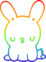 rainbow gradient line drawing of a cute cartoon rabbit png