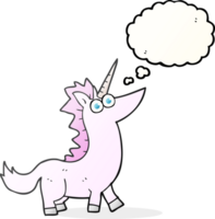 mano disegnato pensato bolla cartone animato unicorno png