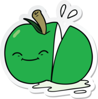 sticker of a cartoon sliced apple png