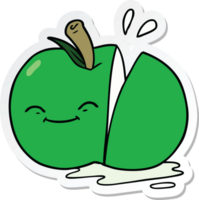 pegatina de una manzana en rodajas de dibujos animados png