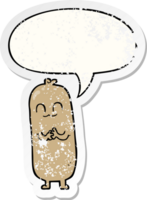 cartoon sausage with speech bubble distressed distressed old sticker png