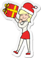 sticker of a cartoon woman with present png