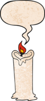 cartoon candle with speech bubble in retro texture style png