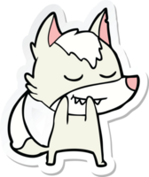 sticker of a laughing cartoon wolf png