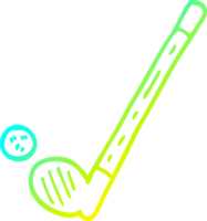 cold gradient line drawing of a cartoon golf club and ball png