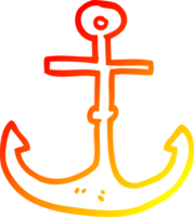 warm gradient line drawing of a cartoon ship anchor png