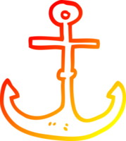 warm helling lijn tekening van een tekenfilm schip anker png