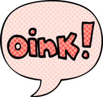 cartoon word oink with speech bubble in comic book style png