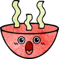 retro grunge texture cartoon of a bowl of hot soup png