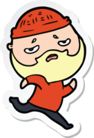 sticker van een cartoon bezorgde man met baard png