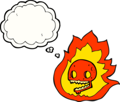 hand drawn thought bubble cartoon burning skull png